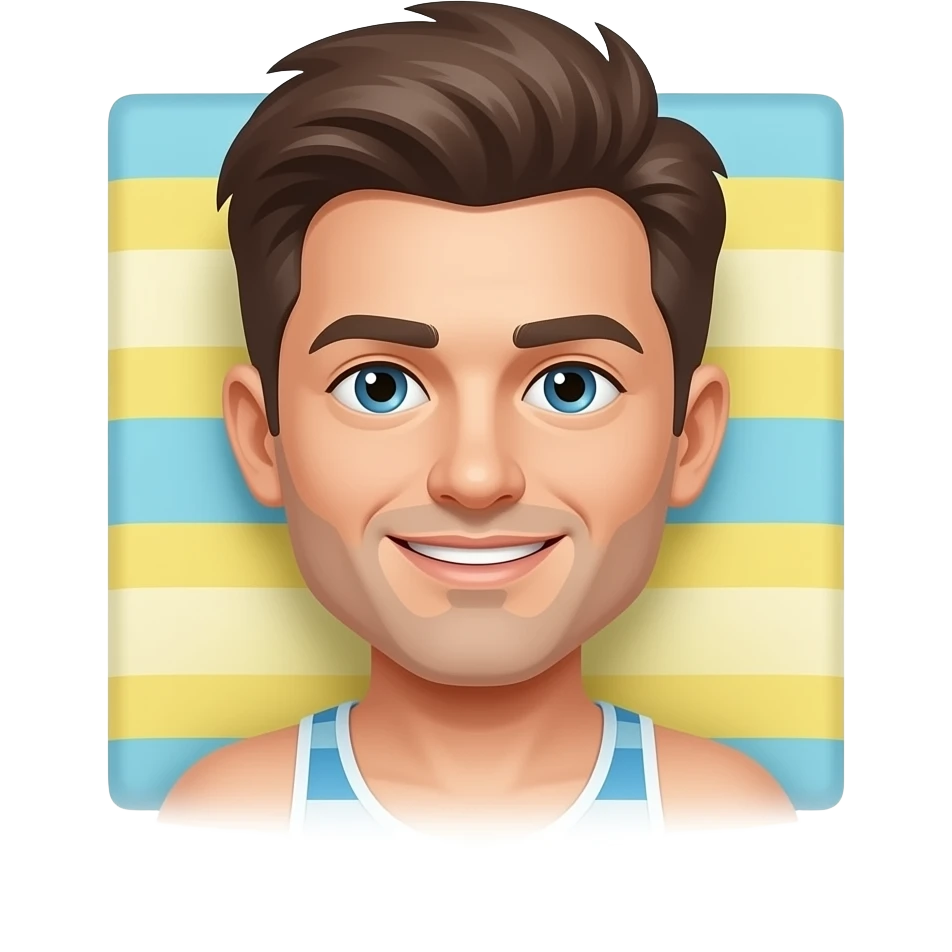 Erstellen ein Emoji von einem Mann der sich am Strand oder auf einer liege oder auf einem Handtuch in der Sonne sonnt emoji