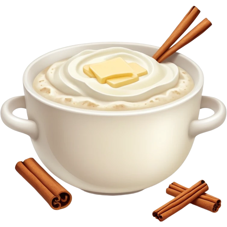 sour cream porridge with butter, sugar cinnamon emoji