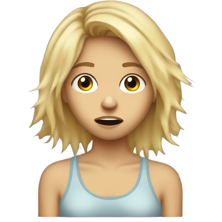 Blonde haired girl hungover from gin emoji