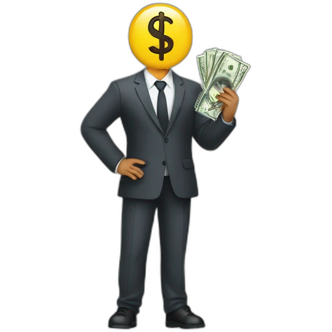 Dollar man with a Logo in the Hand where ASEF is standing emoji