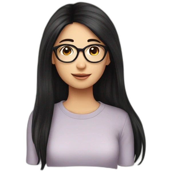FCB girl long black hair with glasses d emoji