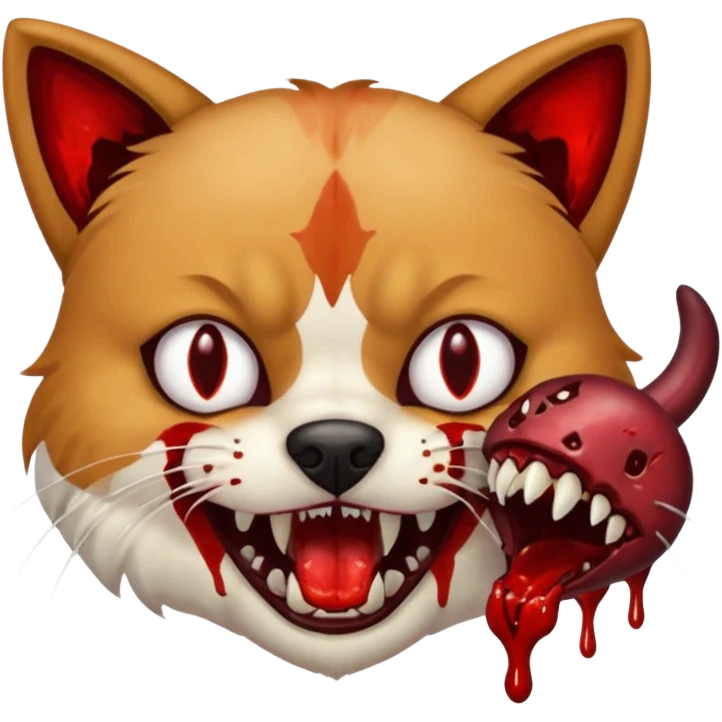 Dog eating a cat emoji