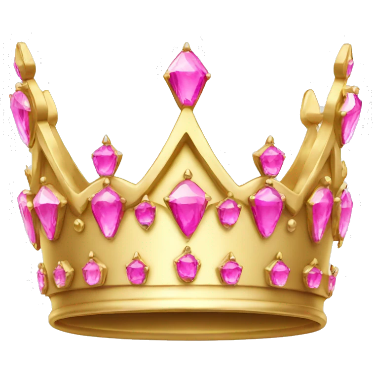 Gold crown with pink jewels isolated emoji