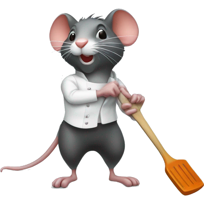 hold Dumbbell rat with cooking spatula emoji