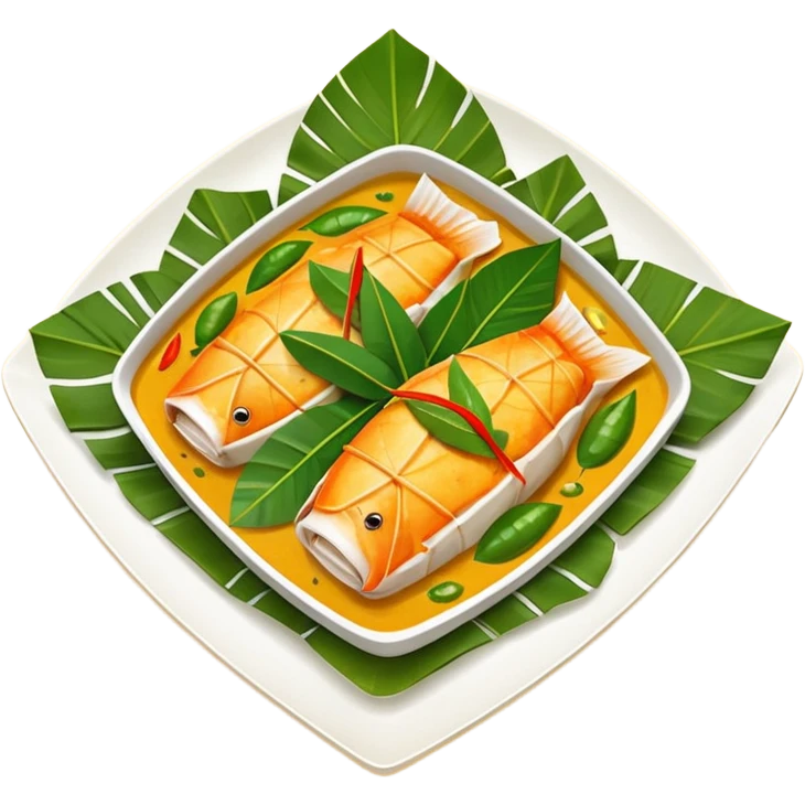 Fish Amok square dish in banana leaves emoji