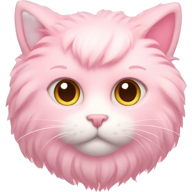 Pastel pink cat fluffy hearts  emoji