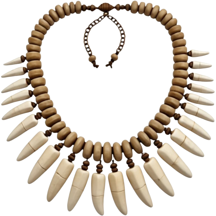 stone age necklace without human skeleton with elephant teeth and animal bones emoji