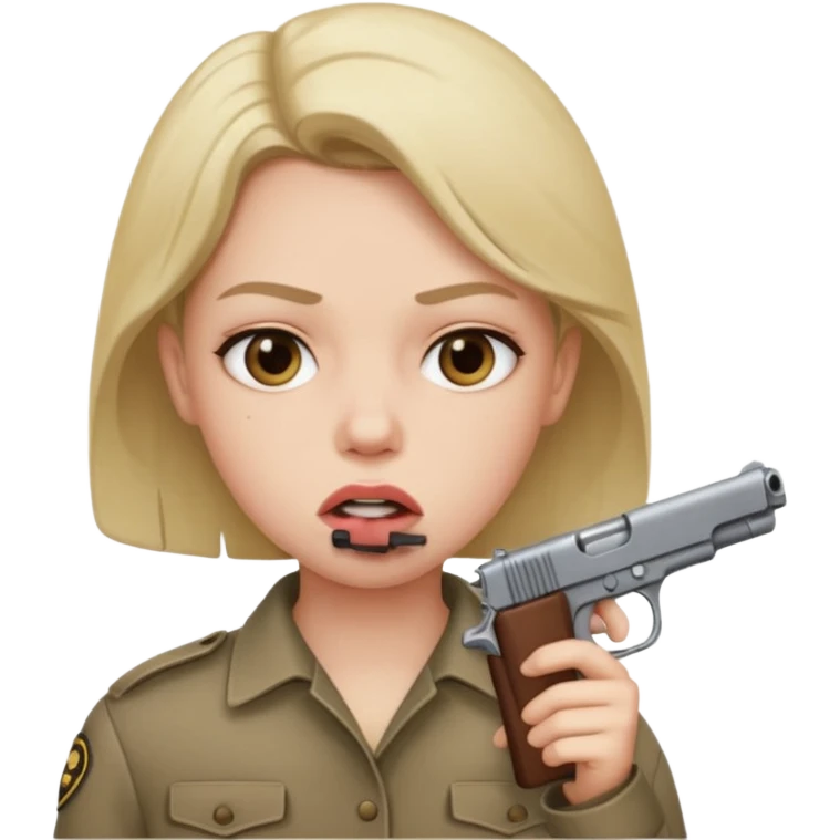 Gun in mouth emoji