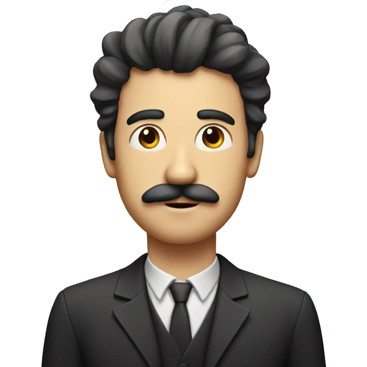 man with a square moustache and patchy hair. emoji
