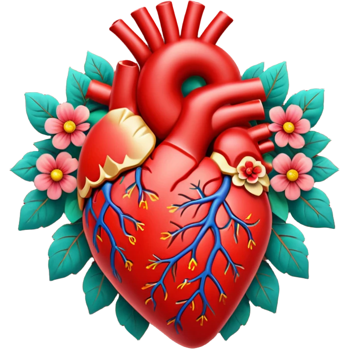 Human heart with flowers emoji