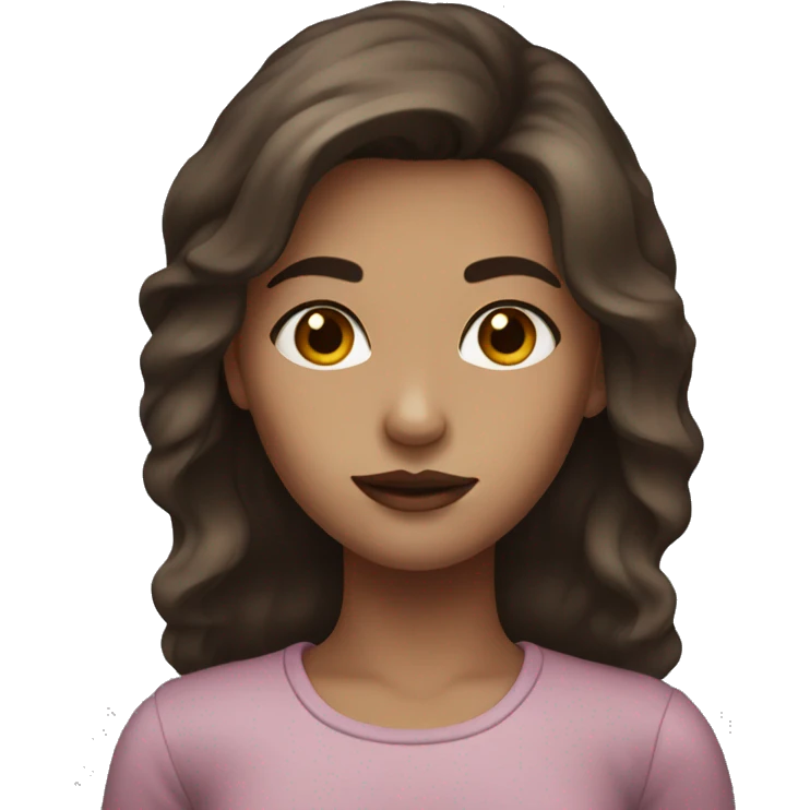 girl with brown hair, dark eyes, thick lips emoji