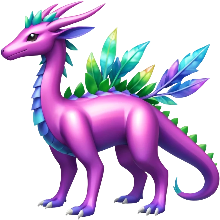 Shiny Colorful Iridescent Meganium-Amaura-Suicune-fakemon (full body) emoji