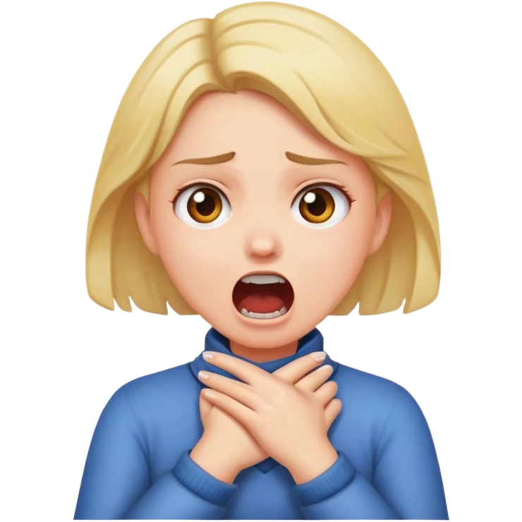 Girl crossing hands holding neck screaming mad emoji