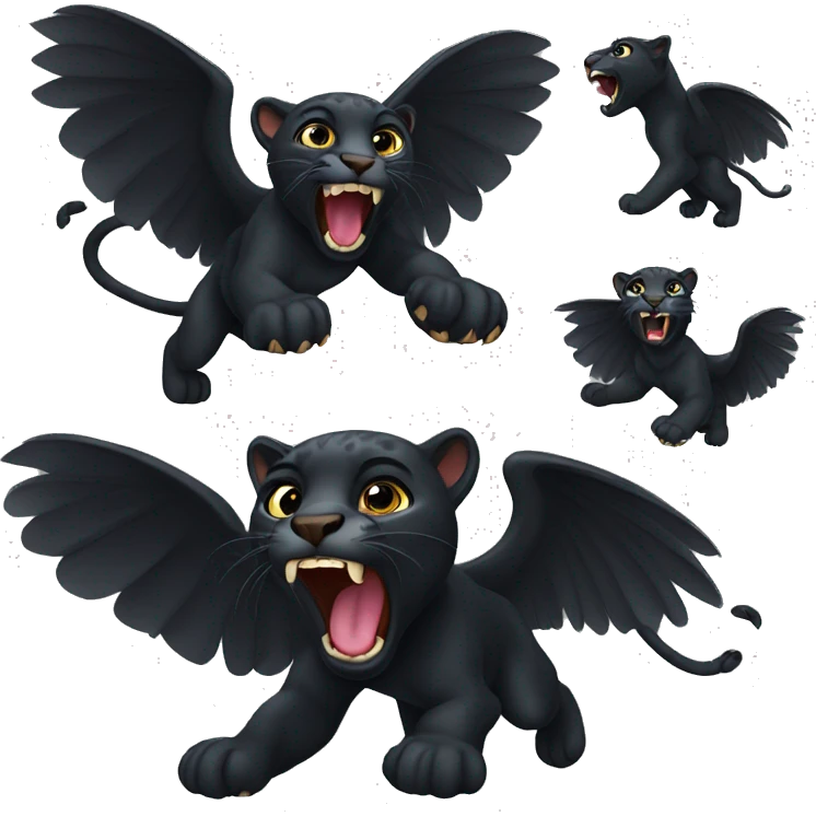 winged black leopard roaring emoji