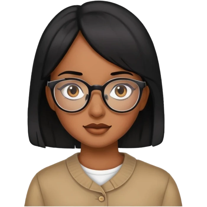 Black hair girl with eyeglasses  emoji