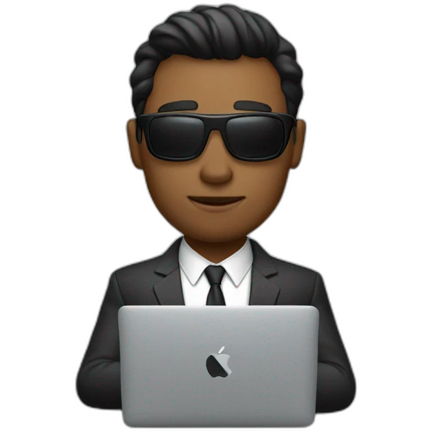 Agent007 working on MacBook emoji