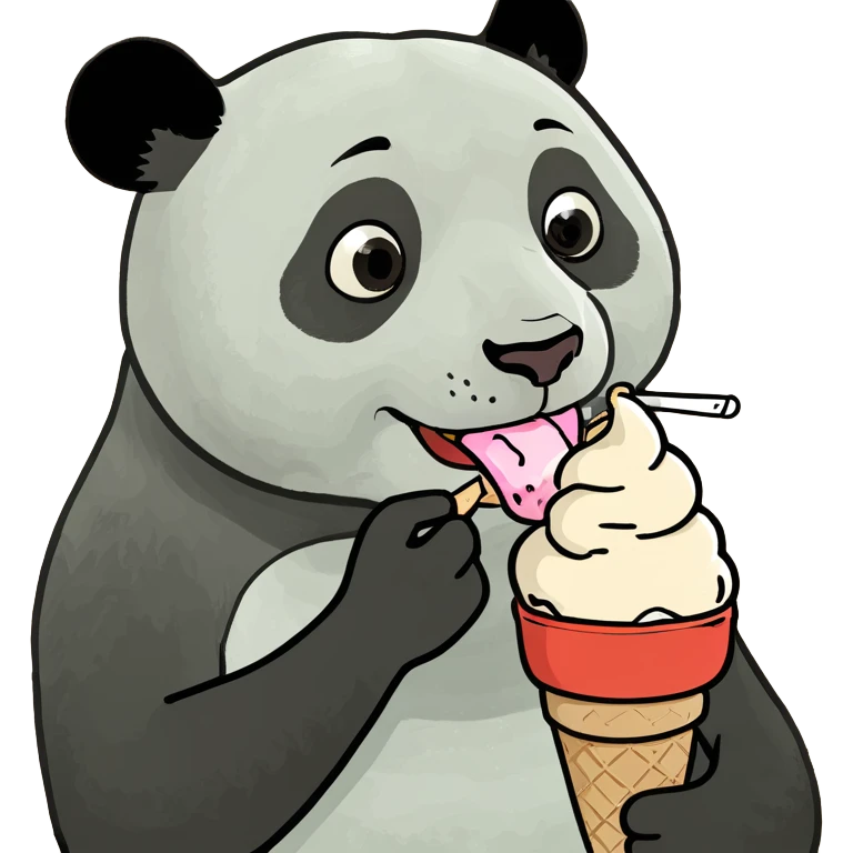 Panda eating ice cream emoji