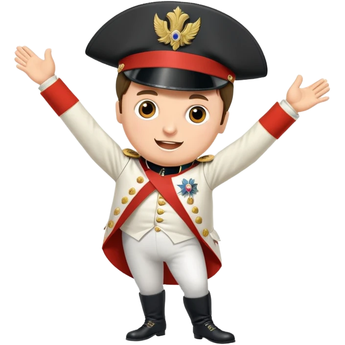 Napoleon Bonaparte in his iconic military uniform and bicorne hat dancing the Macarena dance emoji
