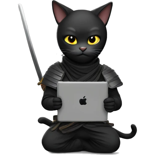 Ninja cat with ipad emoji