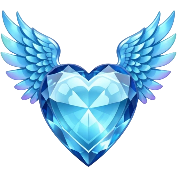 Blue topaz crystal heart with wings  emoji