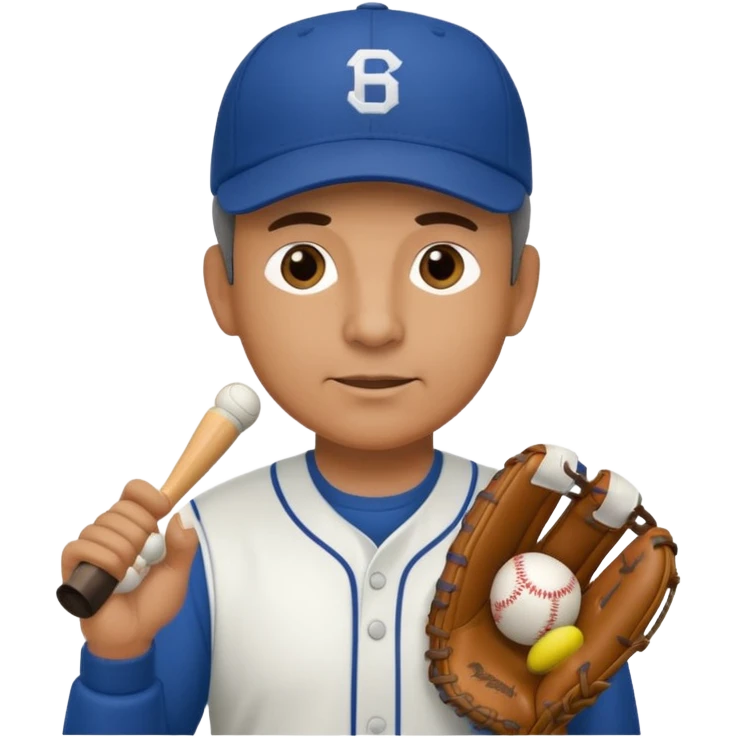 Middle aged Baseball Coach with sports whistle and a baseball glove emoji