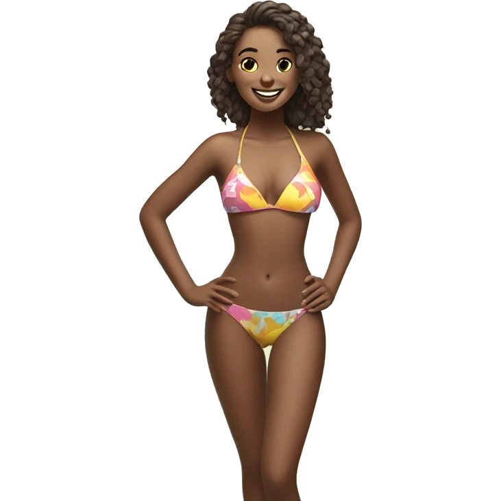 smiling bikini girl at beach emoji