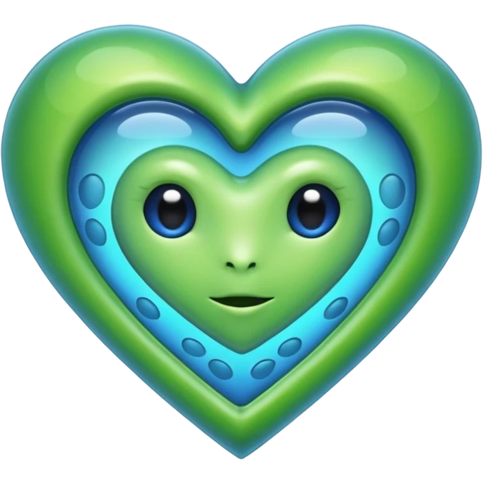 Blue ameba romantic heart green photosynthesis cells alien love heart emoji