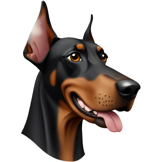 Doberman with brown cylinder in mouth. Smoke coming from cylinder  emoji
