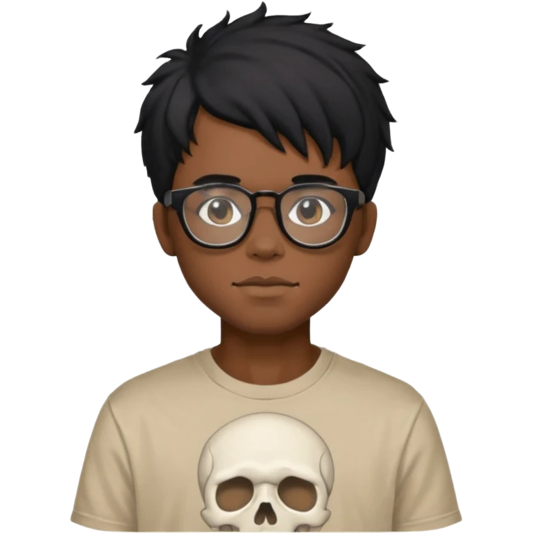 black anime hair guy with skeleton makeup. wearing a stussy tshirt with glasses emoji