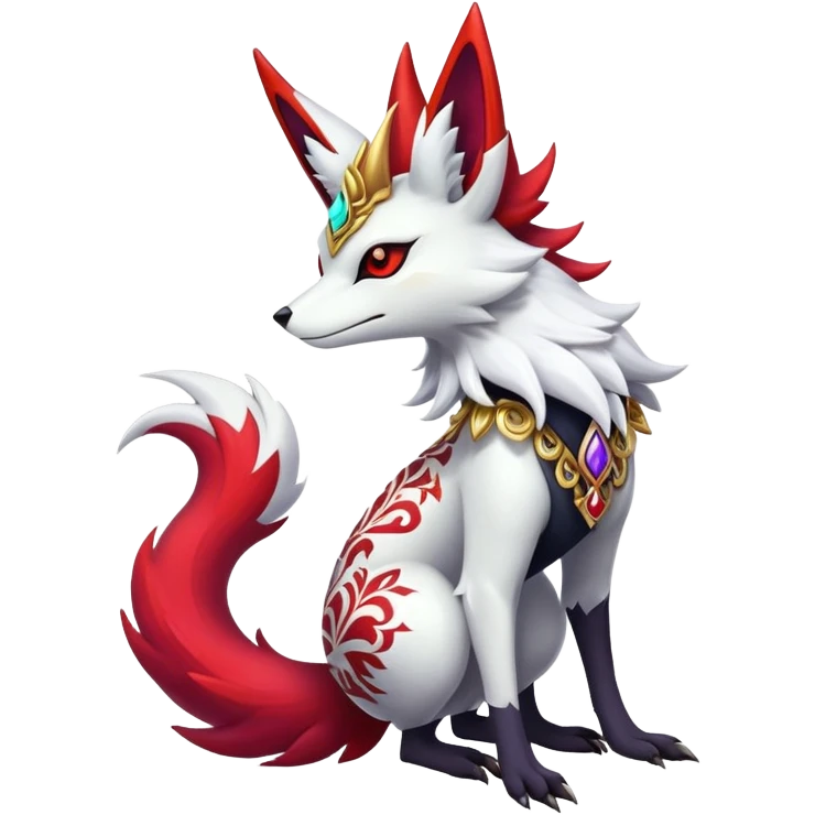Shiny Exotic Gothic Braixen-Zoroark-Zangoose-hybrid-creature emoji