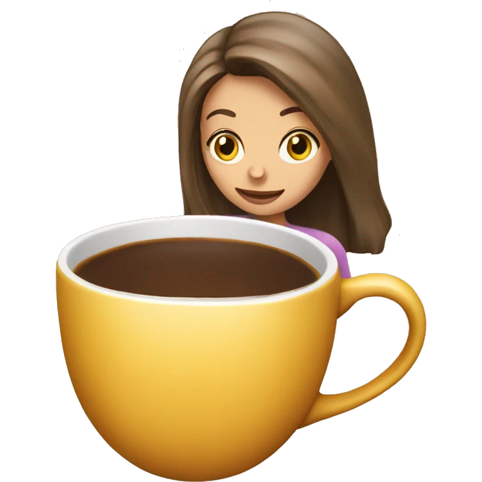 girl head into coffee cup emoji
