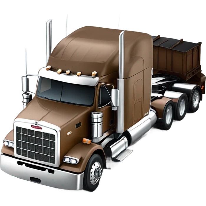 Peterbilt 389 brown with flat top and slash cut exhaust stacks and dual rear tires and flat bumper emoji