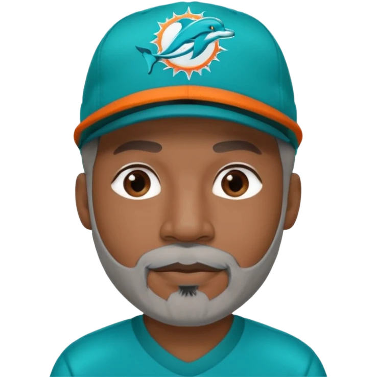 Black man with gray goatee wearing a Dolphins cap emoji