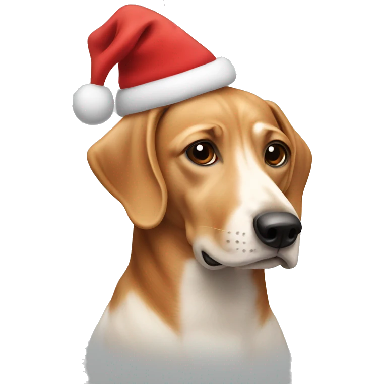 Weener dog wearing Christmas hat emoji
