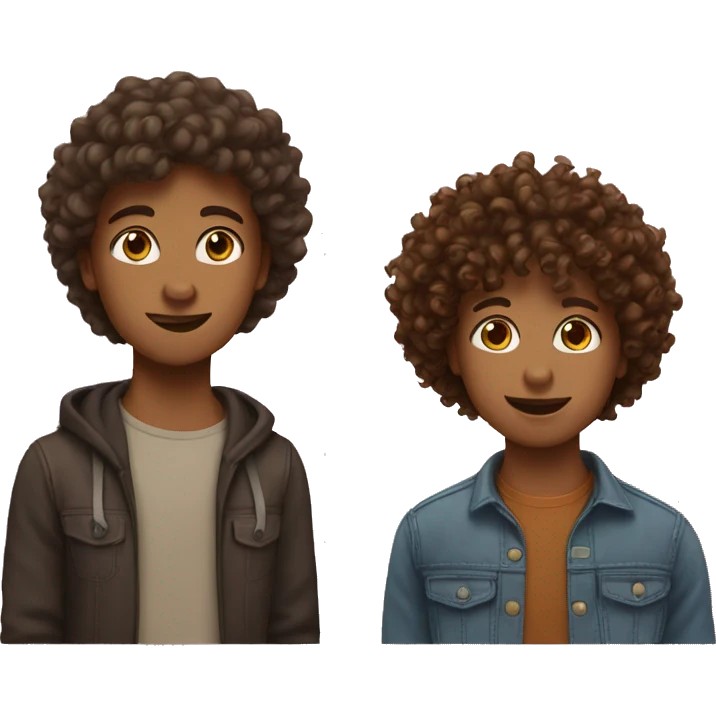two best friends one with straight brown hair and one with curly hair emoji