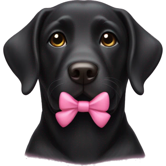 Smiling black lab with pink bow emoji