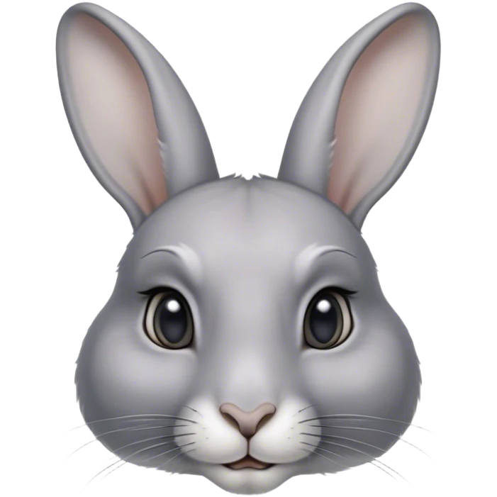 Cinematic Noble Grey Rabbit Portrait Emoji, Poised and regal, with a compact, graceful build and a smooth, elegant grey fur, long, delicate ears and deep-set soulful grey eyes, Simplified yet sharp and sophisticated features, highly detailed, glowing with a soft, dignified glow, high shine, intelligent and serene, stylized with an air of refined subtlety, focused and attentive, soft glowing outline, capturing the essence of a watchful and confident companion, so majestic it feels as though it could hop out of the screen with effortless authority! emoji