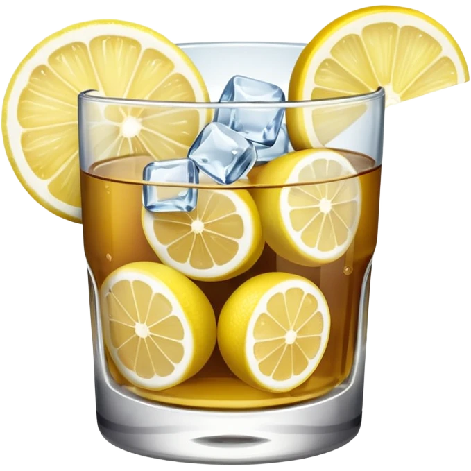 glass of cubata with ice cubes and lemon slice emoji