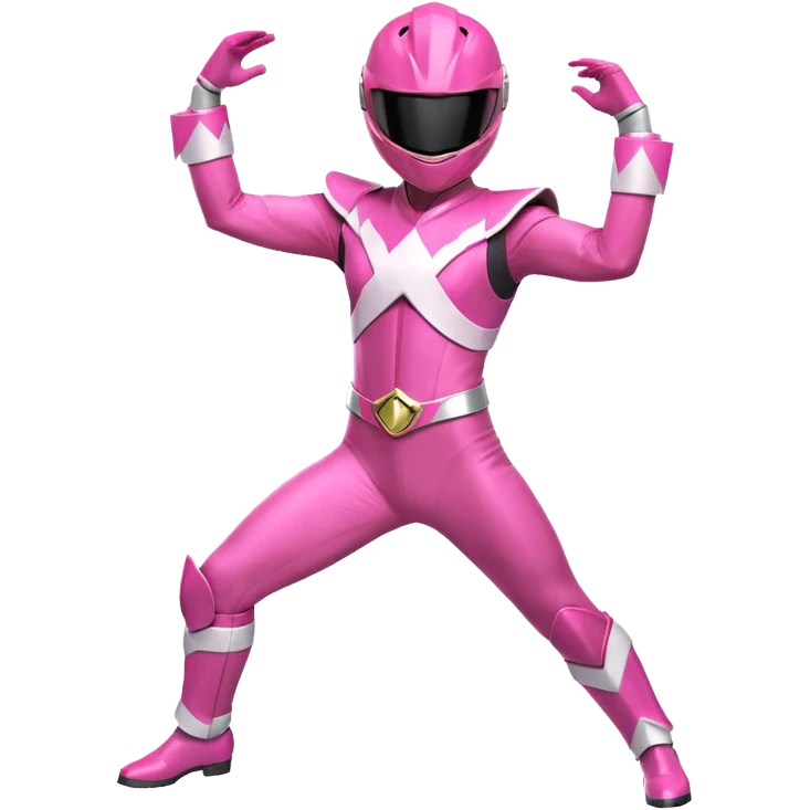 Pink Power Ranger doing a fun dance pose emoji