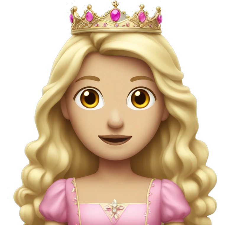 Blonde princess with a pink dress a long hair and a white crown  emoji