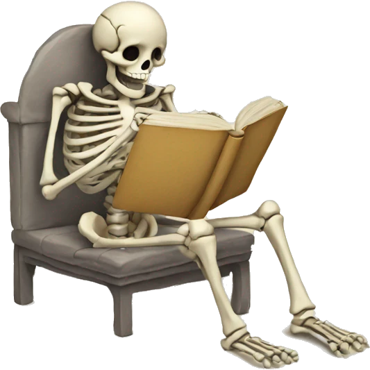 Skeleton reading emoji