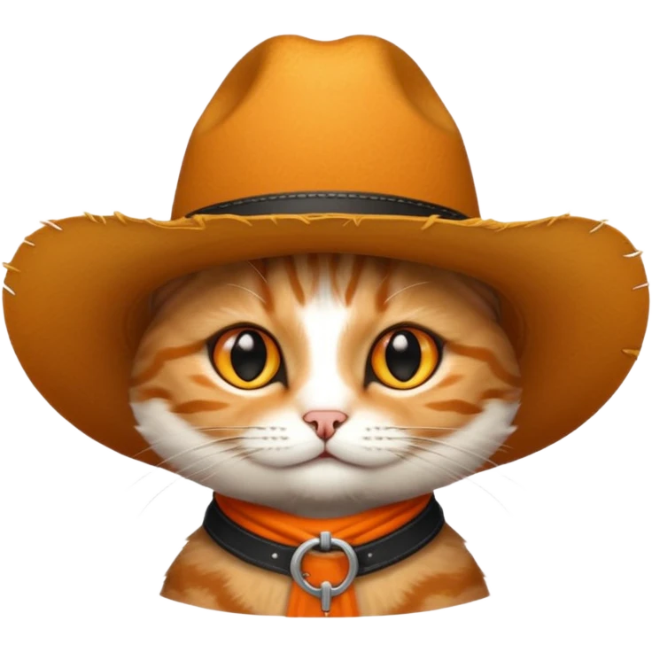 tabby cat with a wide-brimmed cowboy hat emoji