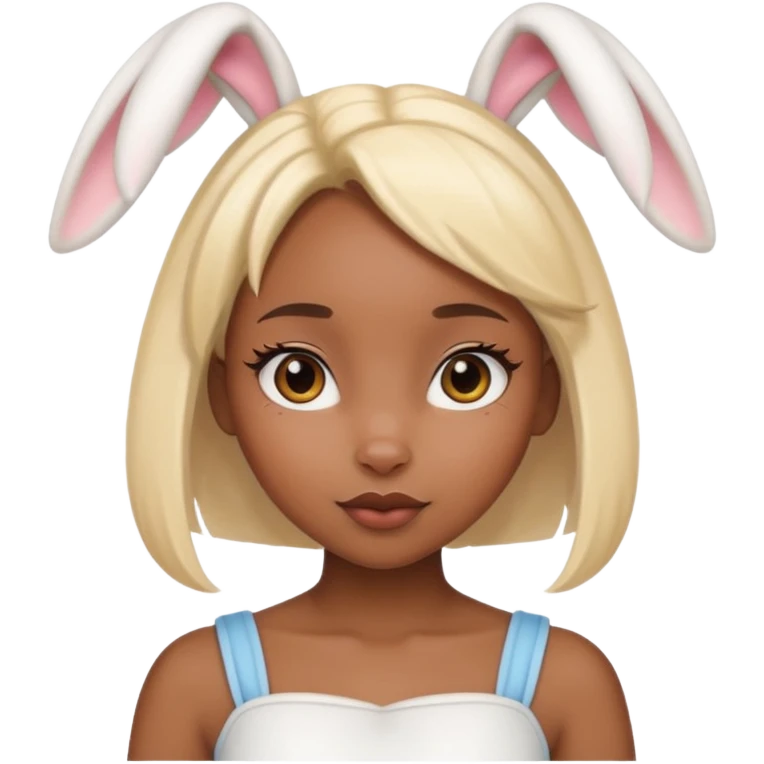 Beautiful Black girl with blonde hair and white bunny ears  emoji