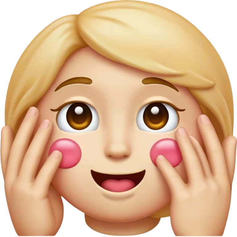 A blushing emoji with a hand in its face emoji