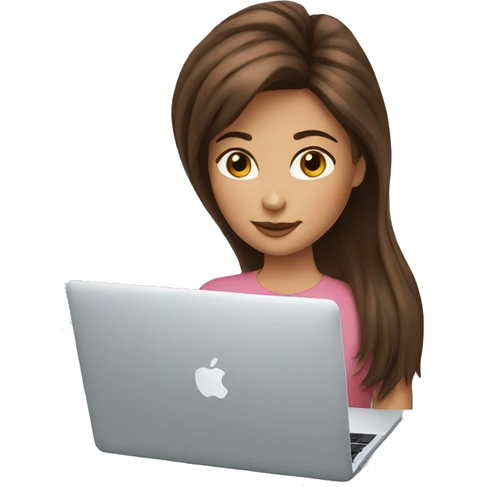 brown hair-girls-with-MacBook emoji