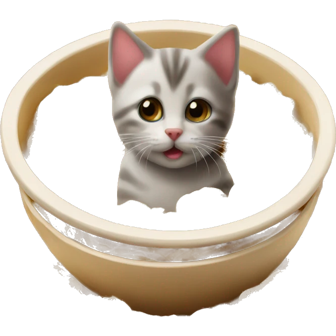 Kitten in lo mein pasta in a bowl  emoji