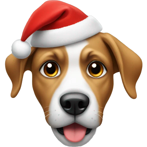 Dog with a Christmas hat emoji
