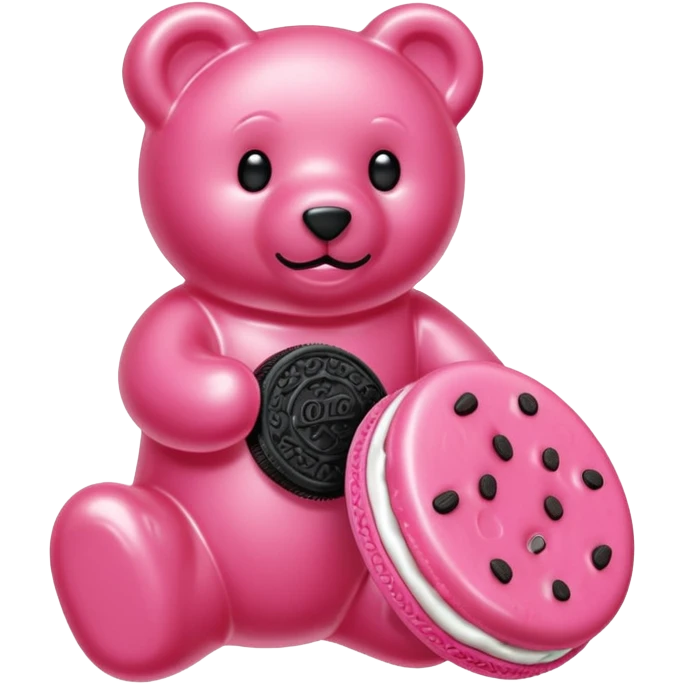 transparent pink gummy bear pink Oreo cookie emoji