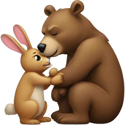 Bear kissing rabbit emoji