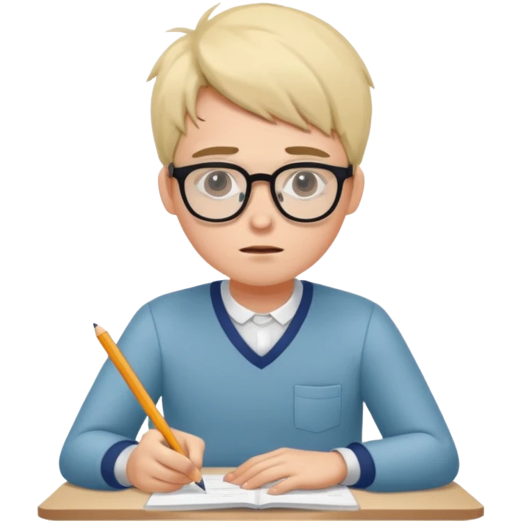 student stressed while writing a cv. in google/android style, which features clean and modern look and generally flat colours emoji